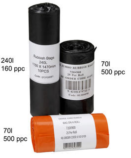 70L Black Bin Liner on Roll - Premier Hygiene