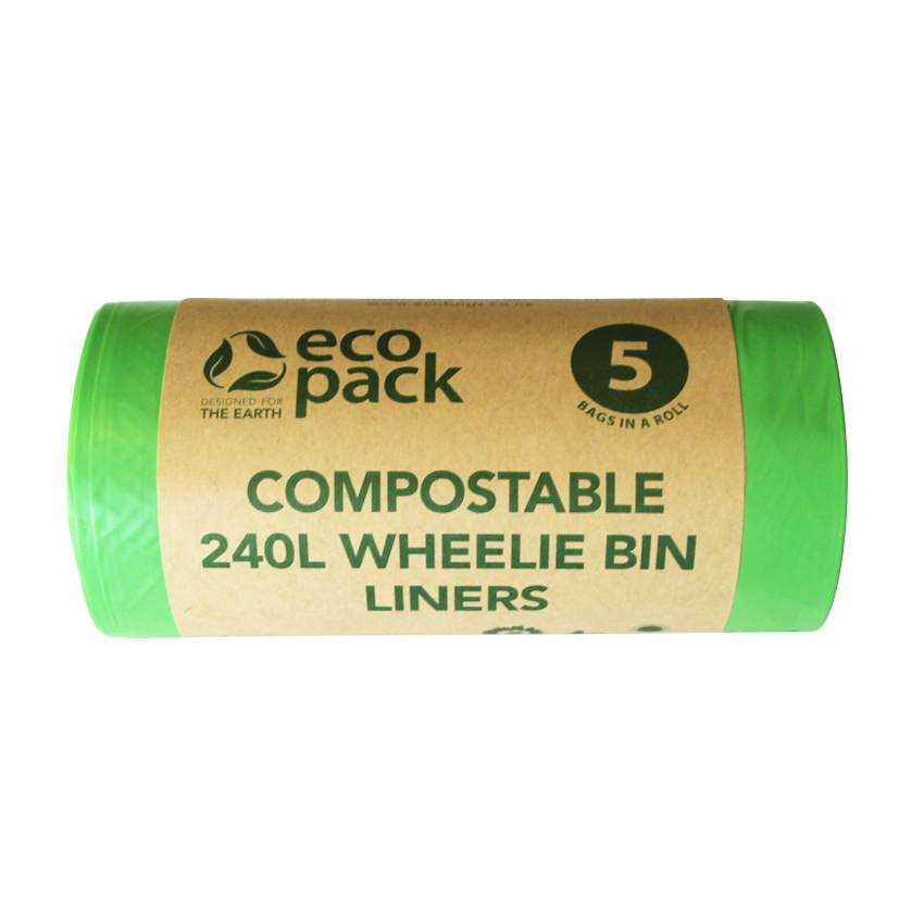 240L Compostable Wheelie Bin Liners, Carton - Ecobags