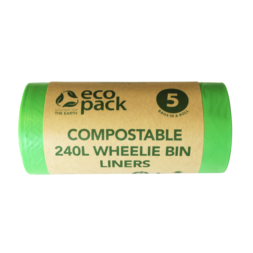 240L Compostable Wheelie Bin Liners, Carton Ecobags Mega Mart New