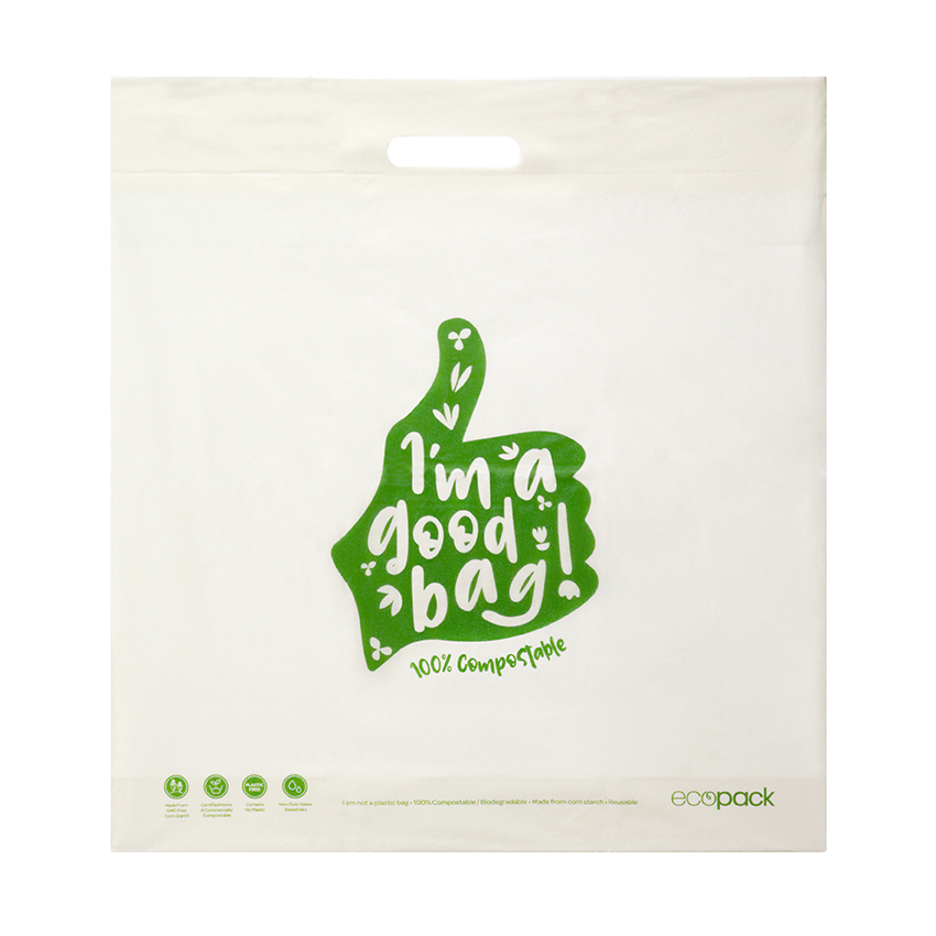 Punched Handle Bag Compostable Large - Ecobags - Pack 50