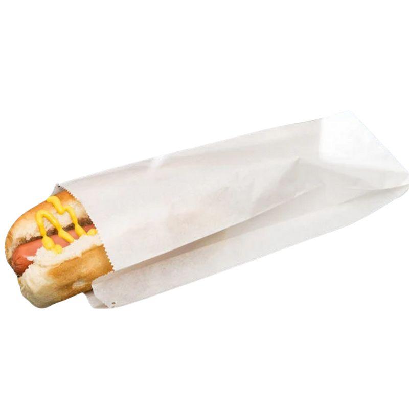 Greaseproof White Satchel Hot Dog 257x95x45mm 40gsm - Gratpak